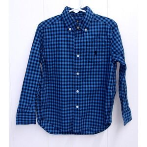 Ralph Lauren Kids Blue Gingham Checkered‎ Long Sleeve Shirt Boys 5 / #1034